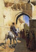 Edwin Lord Weeks A Street SDcene in North West India,Probably Udaipur oil on canvas